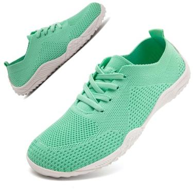 Imagem de VXGGVX Tênis feminino minimalista Zero Drop sem cadarço, leve, confortável para academia, corrida, trilha, treino, caminhada, Verde claro, 40