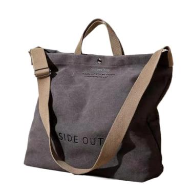 Imagem de Bolsas Tote de Lona para Mulheres Bolsa Casual Ombro Trabalho Transversal com Alça Superior Abertura Zíper Design Letras Estampa Cinto Longo Estilo Versátil Mão Um Transporte Corporal
