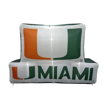 Imagem de FANMATS Mascote inflável NCAA Miami Hurricanes - Expositor inflável autoinflável, ventilador e cordões embutidos, logotipo oficial da equipe – mostre seu espírito durante todo o ano