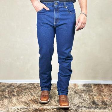 Imagem de Calca Country Tradicional Masculina Cowboy Texana Pura Raça, Azul, 54