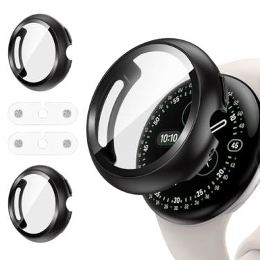 Imagem de Goton [Pacote com 2] Capa para Pixel Watch 4 de 45 mm (2025) – Carregue com a capa, protetor de tela embutido, capa rígida de policarbonato fino à prova de choque para Google Pixel Watch 4, 45 mm