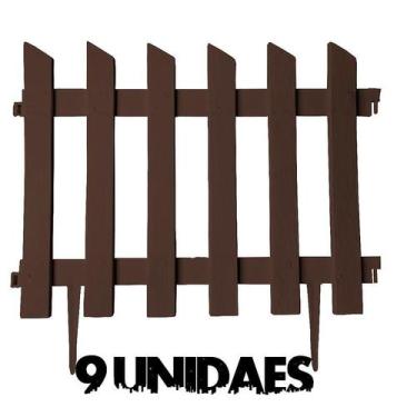 Imagem de Kit 9 Cercas Decorativa Ripa Jardim De Plástico Marron 3 mt - JR