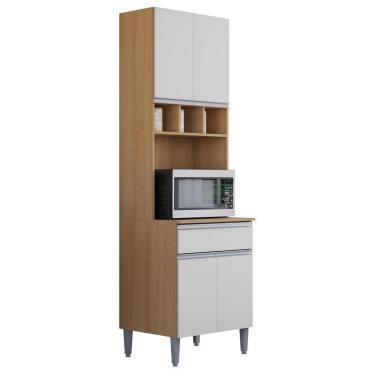 Imagem de Paneleiro Microondas 202x61cm Andreia Amendoa Branco Reajl Moveis Amendoa Branco