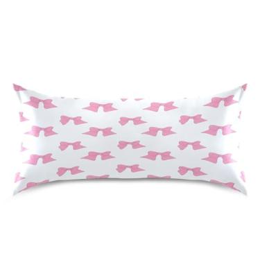 Imagem de Blueangle Fronha de cetim Red Bows para cabelo e pele, fronha de seda, tamanho king (50,8 x 101,6 cm) - Capas de almofada de cetim refrescantes com fecho de envelope (293)