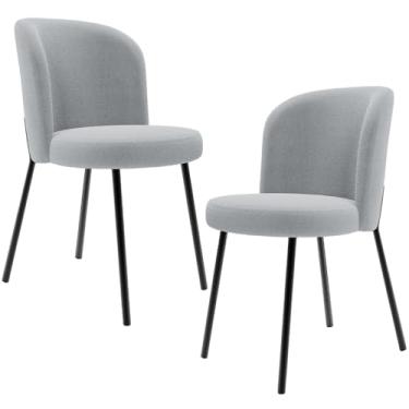 Imagem de Kit 2 Cadeiras Sala de Jantar Estofada Gavi L02 Bouclê Cinza - Lyam Decor