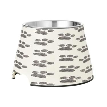 Imagem de Blueangle Tigelas elevadas para cães com aço inoxidável – Prato antiderrapante de 2,3 xícaras para animais de estimação de alta capacidade para saúde da coluna vertebral e design de pata de cachorro