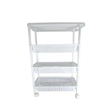 Imagem de Carrinho Organizadora 4 Prateleiras Multiuso Quarto Sala Brinquedos Salao Manicure Varanda Branco