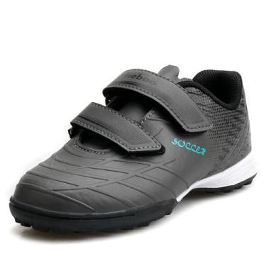 Imagem de MiFeloo Chuteira de futebol infantil para uso ao ar livre para crianças pequenas/meninos grandes e meninas, Cinza/preto, 15