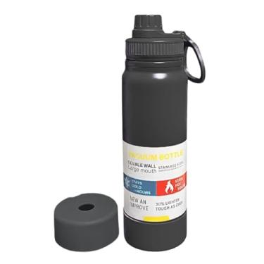 Imagem de Garrafa Térmica Squeeze 800ml, Aço Inox, Parede Dupla com Isolamento a Vácuo, Tampa Rosquear com Vedação Hermética, Alça Integrada, Livre de BPA (Preto)