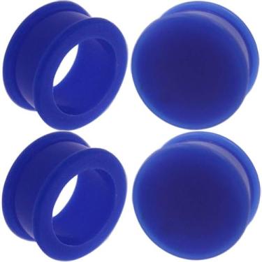 Imagem de (2 pares) Túnel flexível de silicone com piercing de orelha com calibre duplo alargador disponível tamanho 2g (6 mm) a 1 3/16" (30 mm), 1 1/8 = 28mm, Silicone, Sem Pedra Preciosa