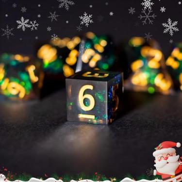 Imagem de Premium Resin DND Dice Set (Rogue) with Metal Box, 7 Pcs Sharp Edge Polyhedral Handmade Dice for Dungeons & Dragons RPG Game, Balance Weight Easy Read Number, for Dungeon Masters, Players & Starters