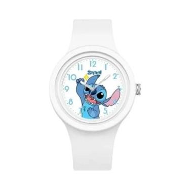Imagem de Relógio Infantil Disney Stitch Com Pulseira De Silicone Rosa Presente 