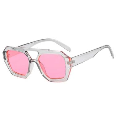 Imagem de Óculos de Sol Femininos com Ponte Dupla em Cores Candy, Proteção UV400 e Design Masculino para Esportes ao Ar Livre, Corrida e Ciclismo, Cinza e Rosa