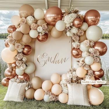 Imagem de Kit de arco de balão marrom blush guirlanda de balões de pêssego fosco de pelúcia dupla para casamento, despedida de solteira, aniversário, Natal e festa de ano novo..