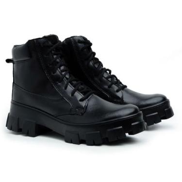 Imagem de Bota Coturno Tratorado Estilo Casual Conforto Feminino - Bootz, Preto 