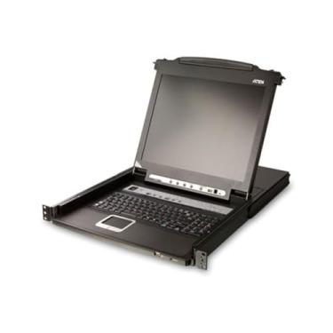 Imagem de ATEN Combo KVM CL5716M 16 portas LCD 17 polegadas integrado USB/PS2 Combo KVM com porta Conaole extra e suporte periférico USB (preto)