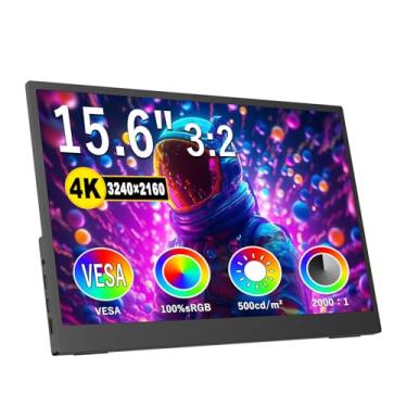 Imagem de Monitor portátil de 39.6 cm 4K, 3240 * 2160 monitor ultrafino para jogos de computador, 2000: 1.500cd, 100% sRGB com suporte ajustável de 45°, monitor de computador HDMI USB-C padrão, para laptop, PC