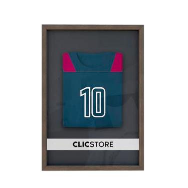 Imagem de Moldura Caixa Alta 50x70 Decoração Camiseta Time Futebol Volei Basquete Formatura Fundo MDF Preto Com Proteção Vidro (Tabaco)