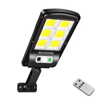 Imagem de BOLYDOOM Luminária Solar Externa - 20W, Preta, Redonda, 13 cm x 35 cm, À Prova D'Água, Sensor de Movimento, 3 Modos de Iluminação, Controle Remoto, Para Jardim, Pátio e Caminho