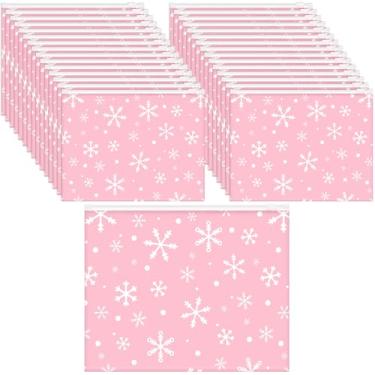 Imagem de Sanwuta 100 peças de sacos de cosméticos de Natal rosa a granel floco de neve bolsas de maquiagem de Natal bolsas presentes para mulheres férias viagens de Natal suprimentos de presentes para festa de