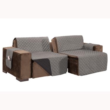 Imagem de Protetor de Sofá Assento 2,20m Retrátil MR100% Poliéster - Cinza/Preto