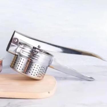 Imagem de Espremedor de Batatas em Aço Inox, Design Ergonômico com Alças Confortáveis, 26 x 9 cm, Utensílio de Cozinha para Purê