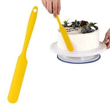 Imagem de Conjunto de espátulas de silicone resistentes ao calor, espátulas de manteiga para bolo, raspador de massa, antiaderente, flexível, ferramenta de cozimento (amarelo)