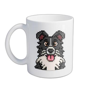 Imagem de Caneca Xícara de Café Porcelana 300ml Cabeça de Cachorro Pixel Art