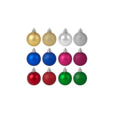 Imagem de Kit Bolas Natalinas para Decoração de Árvores, 24 Unidades, 6cm de Diâmetro, Plástico, Azul, com Glitter e Efeito Espelhado