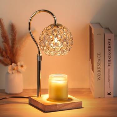 Imagem de iAngeTou Aquecedor de vela de diamante dourado com temporizador, presente de decoração de casa de luxo para mulheres, mãe, aquecedor de cera estilo ocidental para velas em frasco, presentes de