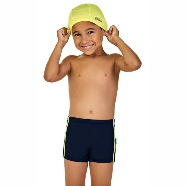 Imagem de Sunga Boxer Natação Infantil com Touca Proteção UV50+ Amarelo Neon Kamylus