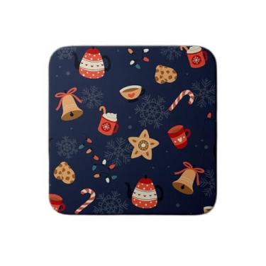 Imagem de Ladrilho Decorativo de Cerâmica Estampa Natalina com Sinos e Xícaras