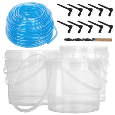 Imagem de Kit iniciante de batida de xarope de bordo - 5 baldes e conjunto de tubos de 9 metros para fazer xarope de bordo DIY, completo com derramamentos, broca e tampas, kit tudo em um para iniciantes e