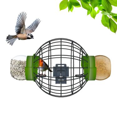 Imagem de LONA Alimentador de pássaros com bola de sebo alimentador de pássaros para janela externa com 4 métodos de instalação, alimentador de tubo transparente com poleiro de metal, impermeável, à prova de