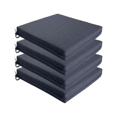 Imagem de COZYVIDA Almofada para cadeira de pátio de 50,8 x 50,8 cm com zíper e laços para móveis de pátio, pacote com 4, azul