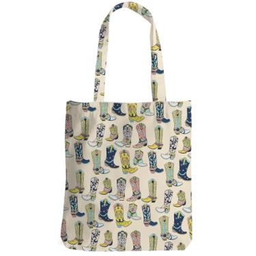 Imagem de XLRSDF Sacola Western Decor para mulheres Western Stuff Presentes para mulheres, Irmãs, reutilizáveis, sacolas de compras de Natal, Bota Western 274, Large