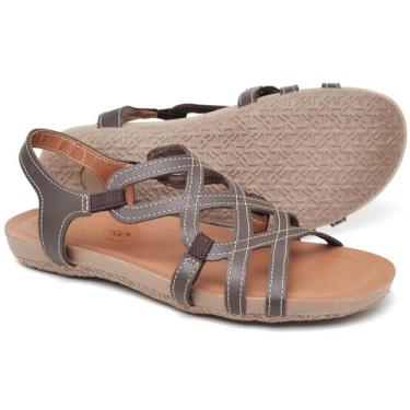 Imagem de Sandália Feminina Anatômica em Couro Calce Fácil com Elástico Conforto