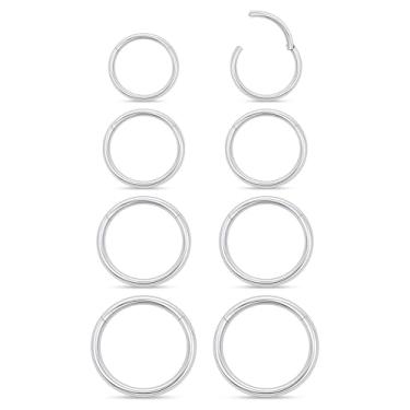 Imagem de Kadogohno F136 Piercing de argola de nariz de concha de titânio para septo 18 g, calibre 18, cartilagem tragus, hélice, torre, brincos para mulheres, 8 mm, pequeno, infinito, fino, clicker corporal