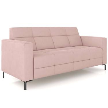 Imagem de Sofá 3 Lugares Sala Living Industrial 180cm Senna K01 Veludo Rosê - Lyam Decor