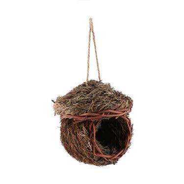 Imagem de GLOGLOW Gaiola de Ninho de Pássaro Tecida Artesanalmente, Folhas de Cedro Natural, Decoração Suspensa para Animais Pequenos Com Gancho para Papagaio, Hamster, Pássaros, Decoração de Jardim