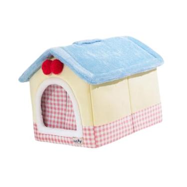 Imagem de MFMEXUL Tenda/Caverna para Gatos, Esconderijo para Gatos, Cama Macia Semi-Fechada para Gatinhos, Suprimentos Calmantes para Animais de Estimação, M