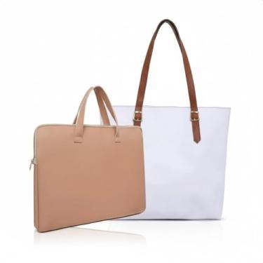 Imagem de Bolsa Para Laptop — Um Kit PráTico Para Proteger Seu Laptop(Pasta Nude + Sacola Branca)