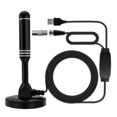 Imagem de Antena de TV digital de alta definição; recepção de longo alcance 4K 1080p; amplificador de sinal interno com base magnética