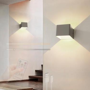 Imagem de GZZBMY LED Bateria Arandela com Controle Remoto Iluminação de Parede Moderna Sem Fio Magnética Lâmpadas de Parede para Quarto Sala de Estar Escada Corredor 3000K-6500K (Branco, 2 Peças)