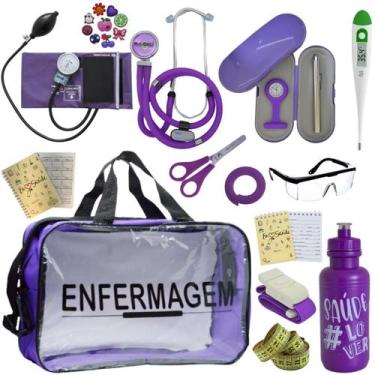 Imagem de Kit Enfermagem Top Cores Premium Completo Estagio Estetoscopio Aparelh