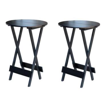Imagem de Kit 2 Mesas de Madeira Bistrô Dobravel Ideal para Bar e Restaurante Pr