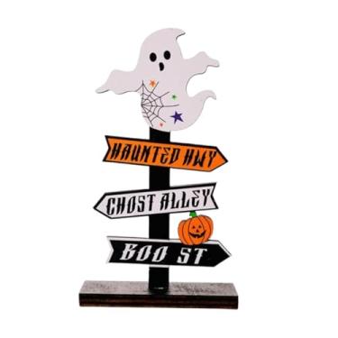 Imagem de 1 peça de enfeites de madeira de Halloween, árvore em forma de Ghos, ornamentos de Halloween para casa assombrada, festival, festa, mesa de jantar, decoração fantasma