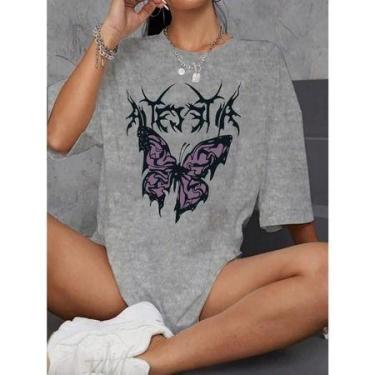 Imagem de Camiseta Streetwear Oversized Feminina Ombro Caido Life Style Sport Ac