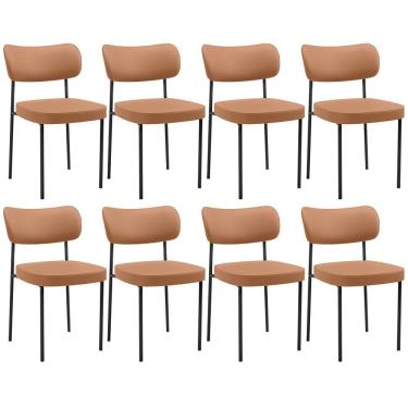 Imagem de Kit 08 Cadeiras Decorativa Estofada Para Sala De Jantar Melina L02 Couríssimo Mocca - Lyam Decor
