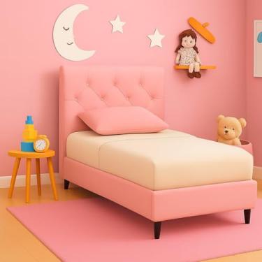 Imagem de Cama Box Infantil 150cm x 70cm x 19cm Altura com Cabeceira Premium + Colchão (Rosa)